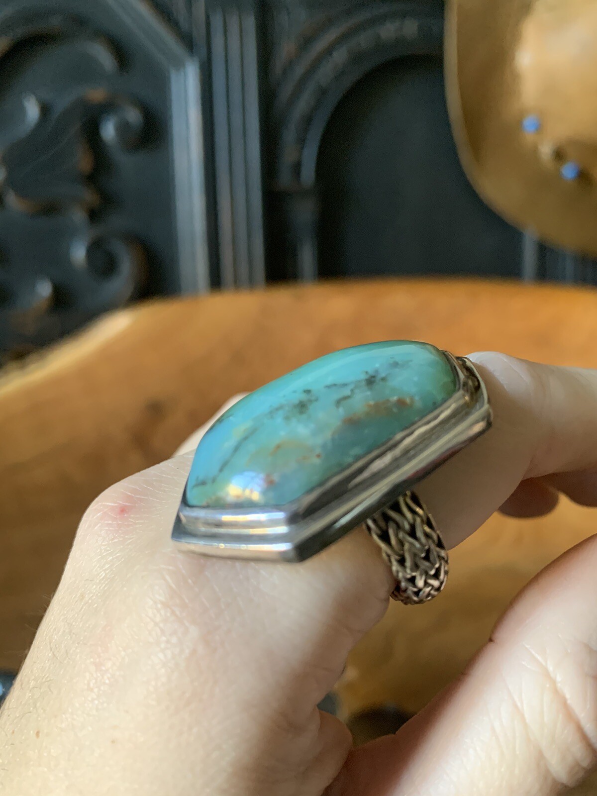 Peruvian Water Opal Statement Ring Size 7 Ring St… - image 5