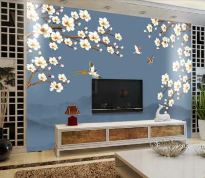 3D Flower Branch Bird 13897NA Wallpaper Wall Murals Removable Wallpaper Fay