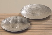 2 X Deko Teller Pebble Im Set Tablett D52-63Cm Schalen Aluminium Dekoration