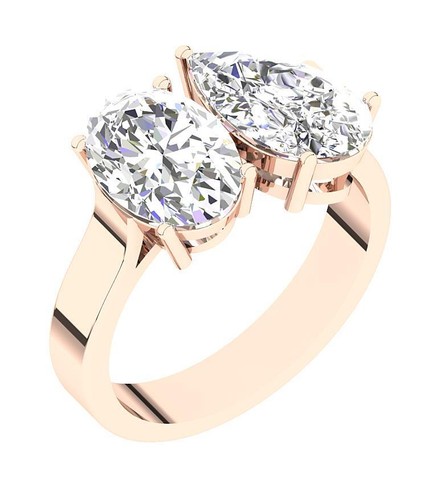 VS F 4.00Ct Oval & Pear Solitaire Lab Grown Diamond Ring 10K Yellow Gold 12.10MM - Picture 5 of 11