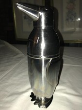PIER 1 460/4605 Stainless Steel 3D PENGUIN Shape 3-Piece COCKTAIL SHAKER 9" Tall