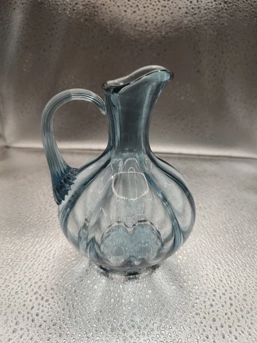 Vintage1982 FENTON "American Legacy" Federal Blue Cruet Pitcher Oil Vinegar