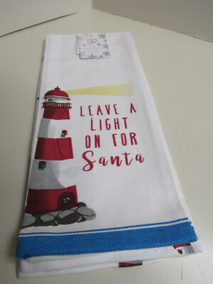 Comet and Cupid Kitchen / Tea Towels - Christmas Lighthouse for Santa -Set 2 NWT
