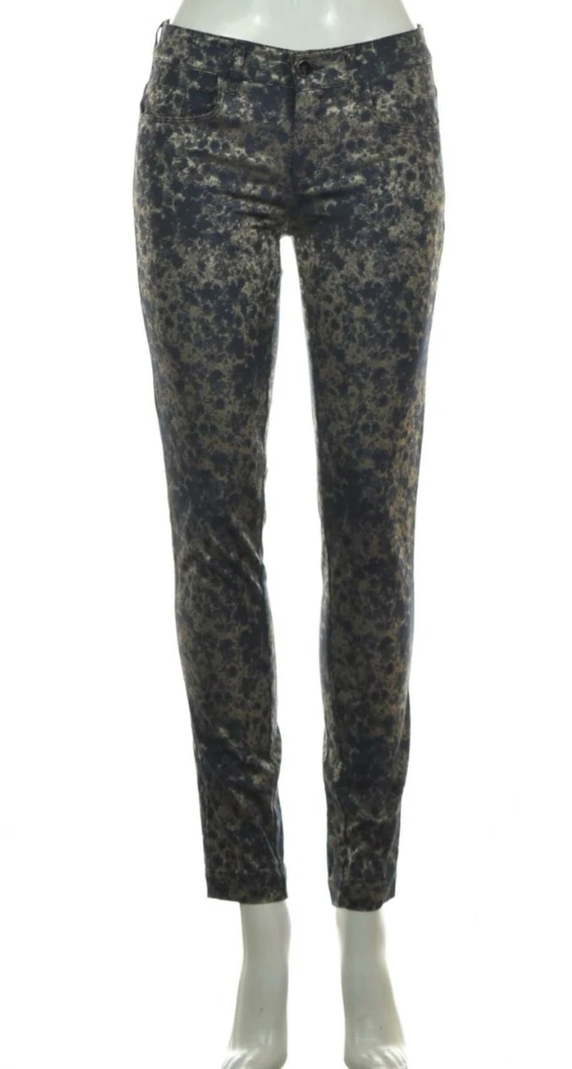 1971 Reiss Smith Womens Pants Size 2 Blue Taupe Printed Cropped
