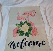Summer Flamingo Garden Flag Coastal Tropical Decorative Gift Yard House Banner