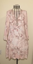 Jersey Cotton Victorian Floral Nightgown, Size Small, 3/4 Sleeves, Pink