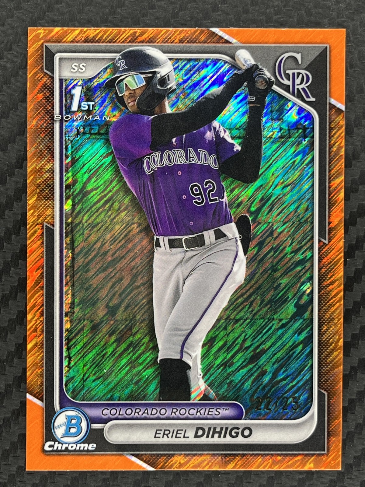 2024 Bowman Chrome Eriel Dihigo 1st Orange Shimmer /25 Rockies FJ5KS