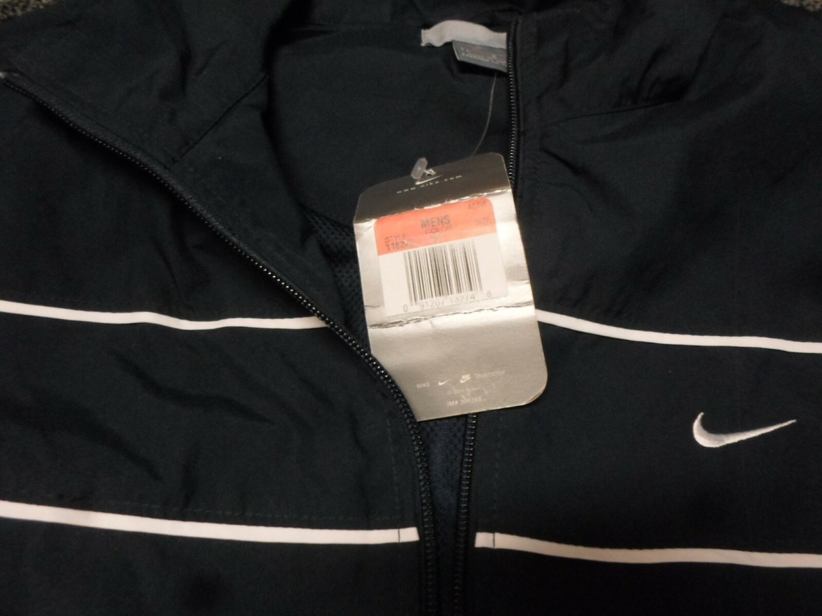 Nike Men Nylon Track Jacket Mesh Lining SZ xk Navy White Full Zip