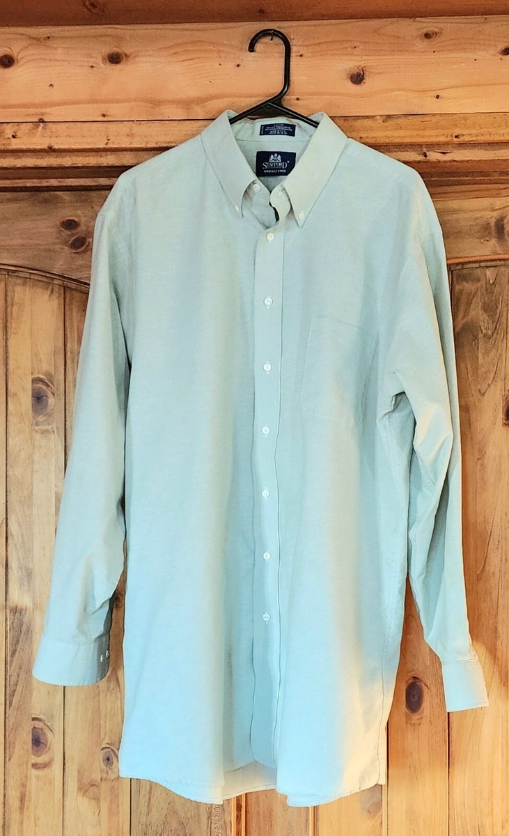 Stafford Dress Shirt 17.5 35/36 Green Oxford Travel Wrinkle Free EUC | eBay