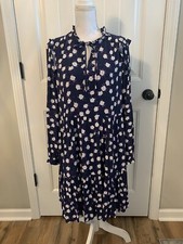 J Crew Tie-neck Tiered Dress Scattered Peony Print Sz M  AR656