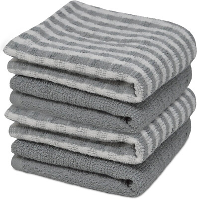 4er Pack Silber Küche T-Handtuch Set Monocheck 100% Baumwolle Mehrzweck Geschirrtücher
