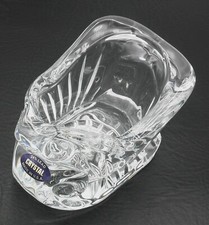 Clear Lead Crystal Christmas Santa Sleigh Candy Dish Centerpiece VTG Made In USA