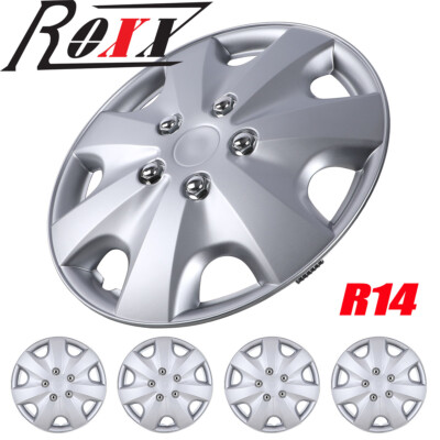 #ad #ad 14quot; Set of 4 Silver Wheel Covers Snap On Full Hub Caps fit R14 Tire amp; Steel Rim $41.08