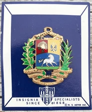 Vintage VENEZUELA  ARMY GENERAL Venezuelan Visor Hat Cap Badge by N.S. Meyer Co.