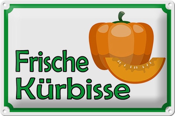Blechschild Hinweis 30X20 Cm Frische KüRbisse Hofladen Deko Schild Tin Sign-image