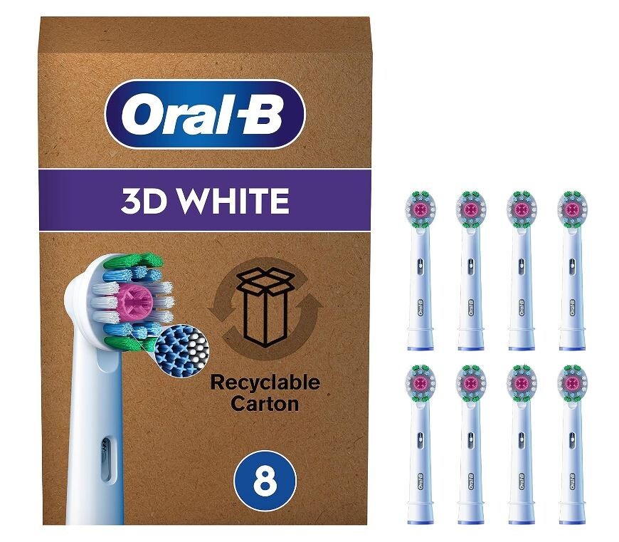 Oral-B 3D White Testine Spazzolino Elettrico Confezione da 8 Testine di Ricambi