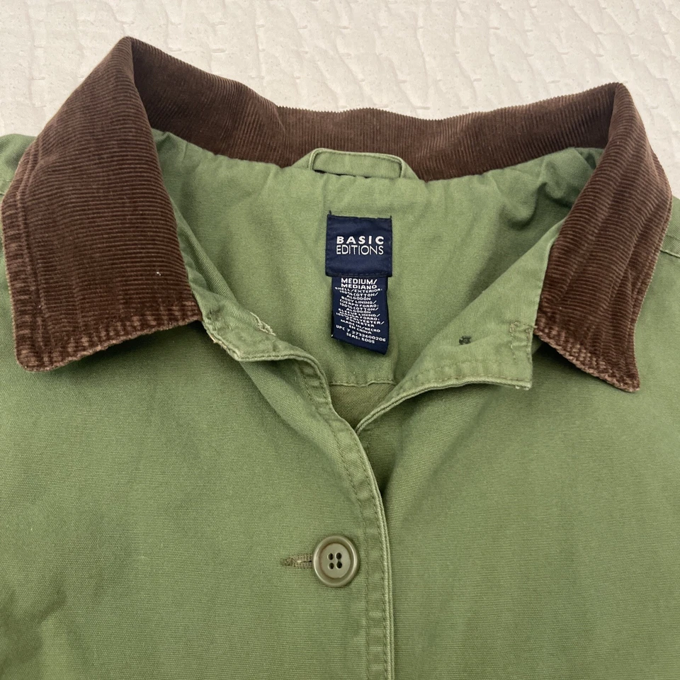 Basic Editions Vintage Green Barn Jacket Chore Coat Size Medium Fisherman Core - Image 4 of 4