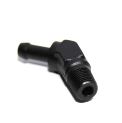 1/8'' NPT Male to 1/4'' Hose Barb 45° Deg Fuel Oil Gas Line Fitting Adapter Black