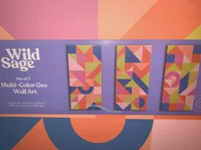 WILD SAGE MULTI COLOR GEO WALL ART SET OF 3