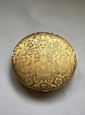 Vintage Compact Princess Marcella Borghese Floral Gold Tone Powder Compact 1950s