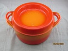 Vtg Le Creuset Doufeu Cousances #26 Cast Iron Orange Enamel Dutch Oven Casserole
