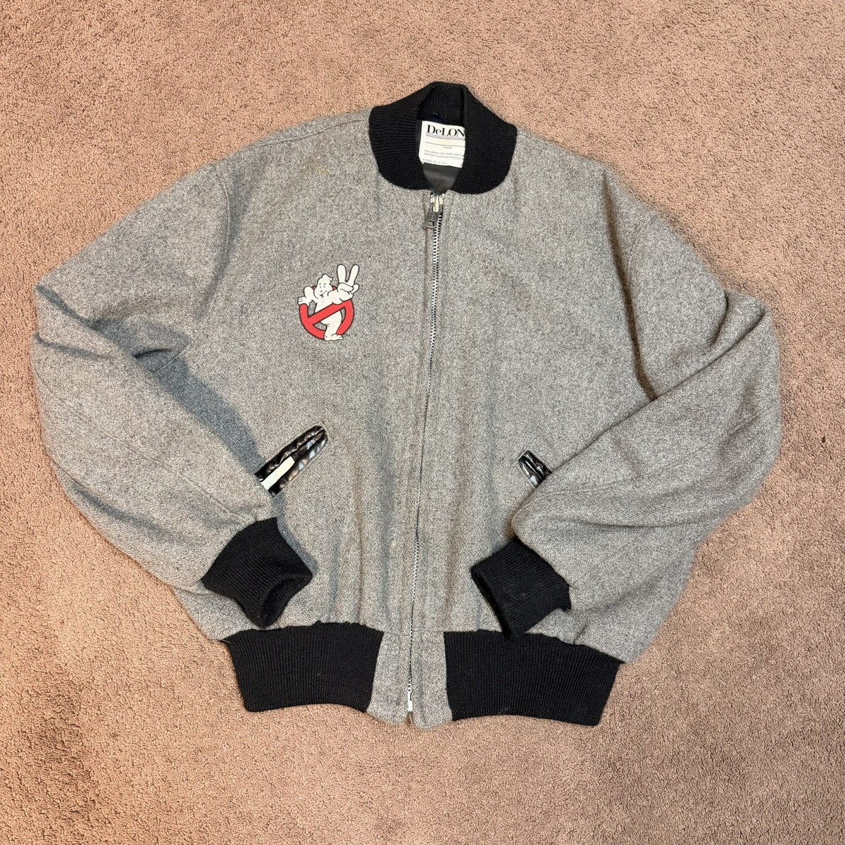 Vintage Ghostbusters 2 Delong Movie Promo Bomber Wool 80s Jacket 