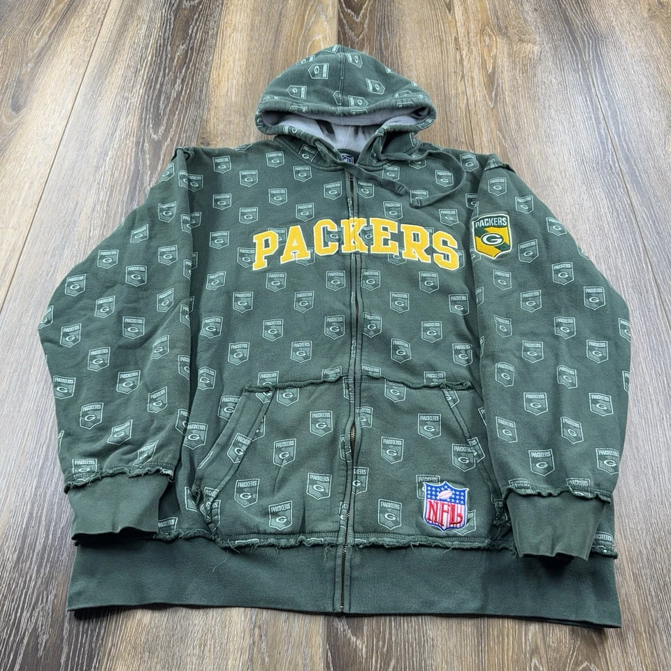 Vintage Green Bay Packers Hoodie Mens XXL Green Sweatshirt NFL Football Sweater - image 2 of 4