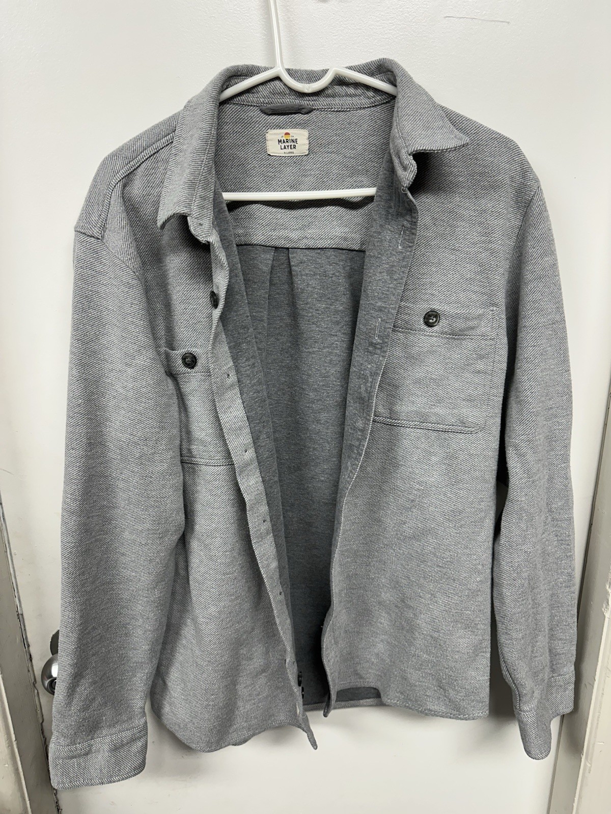 MARINE LAYER Grey Pattern Button Up Overshirt Men… - image 4