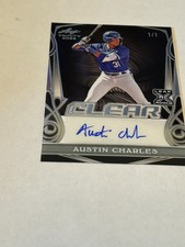 ONE OF ONE! 2023 LEAF TRINITY CLEAR AUTOGRAPH AUSTIN CHARLES-ROYALS ROOKIE- #1/1