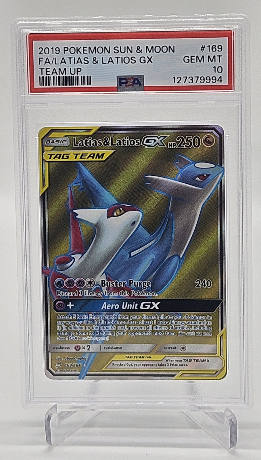 2019 Pokemon SM Team Up Latias & Latios GX Full Art 169/181 Psa 10 Gem Mint