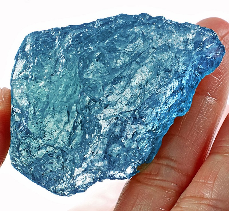 203Ct Aquamarine Super Santa Maria Blue Crystal Facet Rough Specimen YHLA331