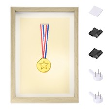 13x9" Vertical Shadow Box Frame with Push Pins 1 Adhesive, White