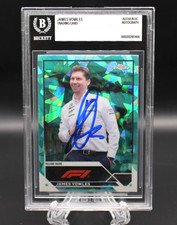 JAMES VOWLES WILLIAMS SIGNED 2023 TOPPS CHROME GREEN SAPPHIRE F1 /99 BECKETT