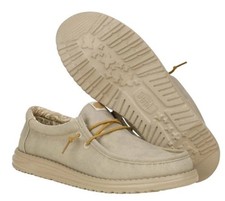 Hey Dude Wally Waxed Canvas Light Grey Men's Loafer Shoes - Water Repellent