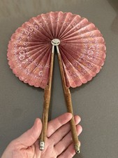 Antique Vintage Victorian Era Cockade Hand Fan 1881 Pat.