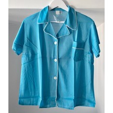 VINTAGE NEW 1960's Women's Blue Pajama Set w/White Trim 100 Acetate Size 40