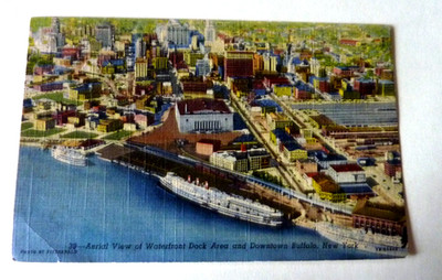 Dock Area  and Downtown Buffalo   Vintage Postcard 1951