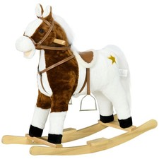 Fun Brown Rocking Horse with Animatronic Sounds 30.75x11x26.75in 77lb Load
