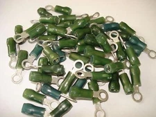 Burndy #10 Stud 14-12 AWG LOT of 50 Green Insulated Ring Lugs Terminals NSNP