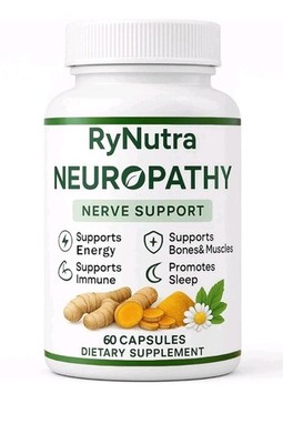 Rynutra Nerve Support Supplement 60 Capsules Neuropathy CoQ10 Turmeric