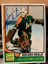 GILLES MELOCHE CALIFORNIA GOLDEN SEALS SIGNED AUTOGRAPHED CUSTOM CARD #2