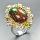 AAA Quality 16x11 mm Natural Black Opal Ring 925 Sterling Silver Size 8 /R465170