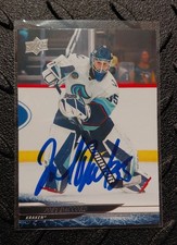 Autographed 2024-25 Upper Deck #395 Joey Daccord Card Seattle Kraken