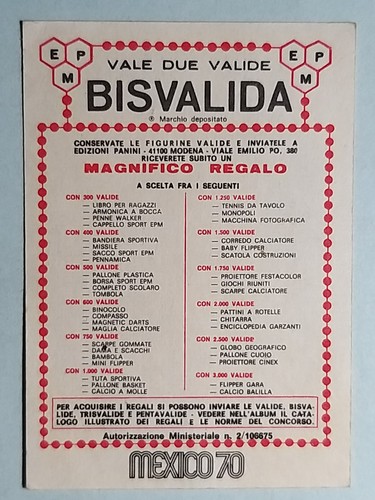 Mexico 70 - Figurine Panini - Giacinto Facchetti - Figurina mai attaccata. - Imagen 2 de 2
