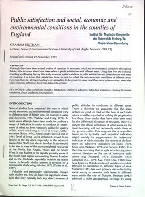 Public satisfaction and social, economic and environmental conditions in the cou