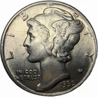 1935 Mercury Dime 10¢ AU Condition Full Bands - BN7