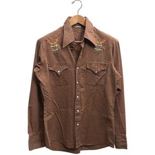 Vintage Ely Plains Western Snap Front Shirt 15.5 35 Embroidery Cowboy Rockabilly