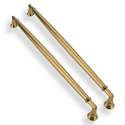 CABDM 2 Pack 12Inch Hole Center Brushed Gold Cabinet Pulls Solid Brushed Brass C