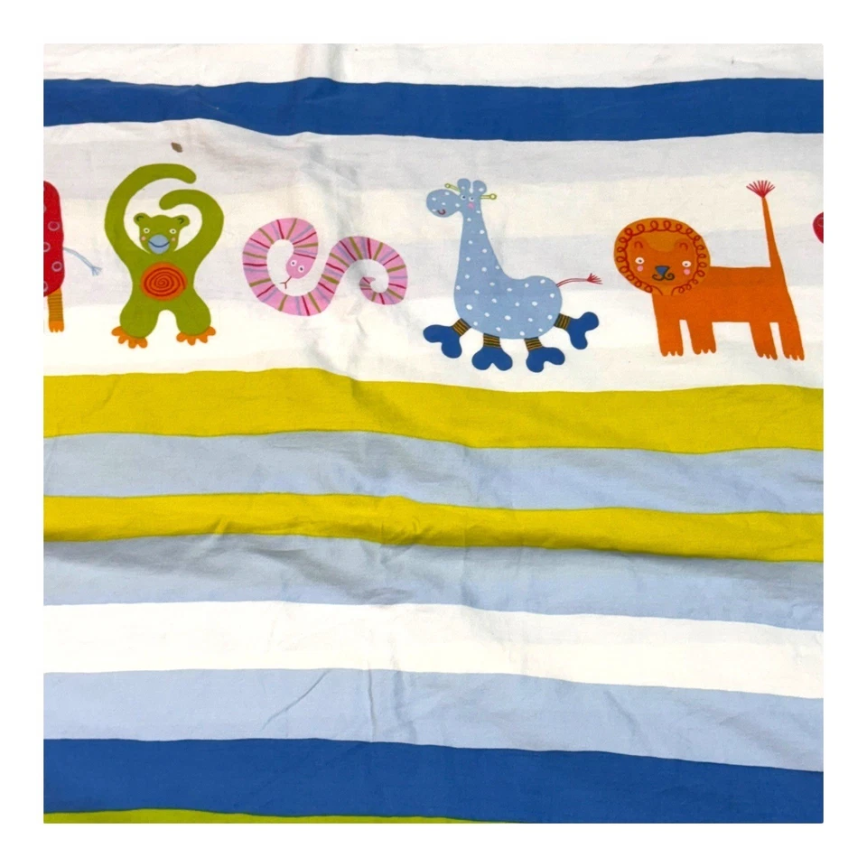 IKEA BARNSLIG RAND Cotton Kids Twin Duvet Cover Colorful Zoo Animals Stripes - Image 2 of 4