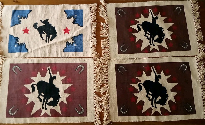 Set of 4 Western Cowboy El Paso Saddle Blanket Co. Cotton Placemats 19"x13"